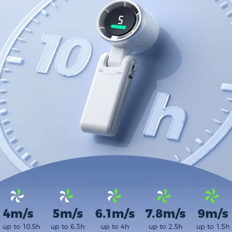 Hand-held Folding Turbo Fan Hanging Neck & Desktop Dual-use 5 Gear Adjustable with Digital Display