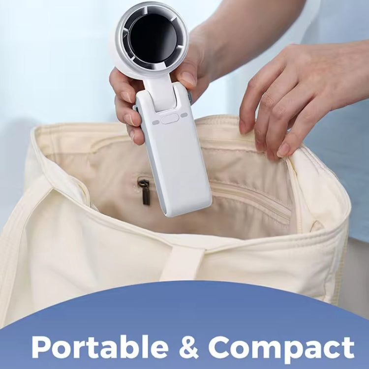 Hand-held Folding Turbo Fan Hanging Neck & Desktop Dual-use 5 Gear Adjustable with Digital Display
