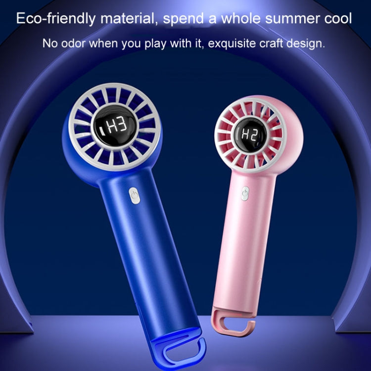 USB Charging Digital Display Handheld Turbo Fan Portable Foldable Buckle Small Fan