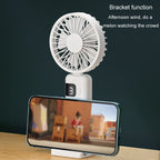 Portable Digital Display Hanging Neck Mute Small Fan USB Charging Handheld Foldable Fan