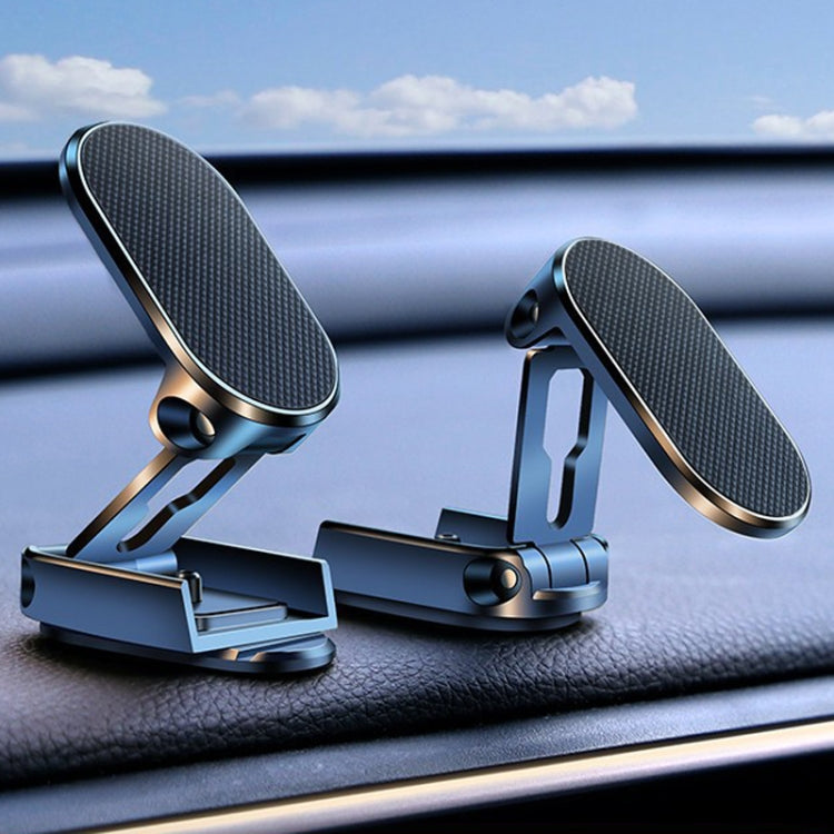 D11 Magnetic Folding Car Phone Holder Rotatable Dashboard Stick-On Navigation Stand, Black Frosted, Silver Frosted