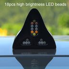 Solar Remote Control Signal Radio Shark Fin Antenna Anti-Tailgating Roof Warning Light