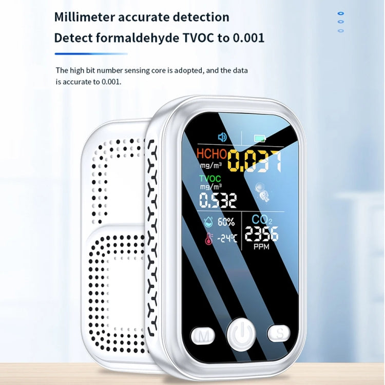 5 In 1  Air Quality Monitor TVOC HCHO CO2 Detector Temperature Humidity Tester, D7