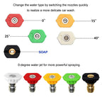 For Karcher K2-K7 Series High Pressure Washer Foam Lance Adapter, 1/4 Female Connector, 1/4 Female Connector + 5 Nozzle