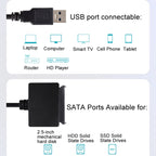 SATA To USB3.0 Easy Drive Cable 2.5 Inch SSD Solid State Drive Universal Connection Cable Converter Reader, SATA To USB3.0