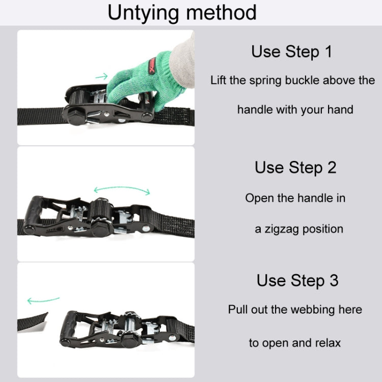 Motorcycle Ratchet Tensioner Cargo Bundling And Luggage Fixing Straps, 1m, 2m, 3m, 4m, 5m