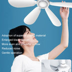 USB Home Dormitory Mute High Wind Power Mini Fan Six Blade Small Ceiling Fan, Single Fan, Fan+Remote Control Speed Control Cord