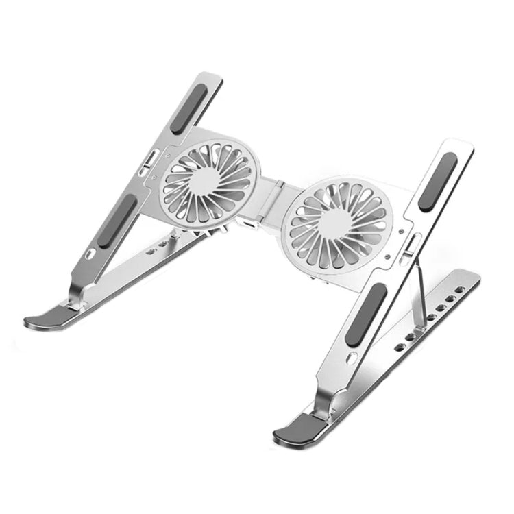 C9 Pro RGB Ambient Light Foldable Fan Cooling Laptop Aluminum Alloy Heightening Stand, Silver, Pink, Gray