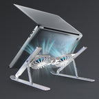 C9 Pro RGB Ambient Light Foldable Fan Cooling Laptop Aluminum Alloy Heightening Stand, Silver, Pink, Gray