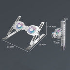 C9 Pro RGB Ambient Light Foldable Fan Cooling Laptop Aluminum Alloy Heightening Stand, Silver, Pink, Gray