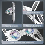 C9 Pro RGB Ambient Light Foldable Fan Cooling Laptop Aluminum Alloy Heightening Stand, Silver, Pink, Gray