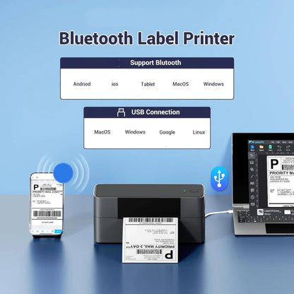 Phomemo PM245-BT Bluetooth Shipping Label Printer Support Labels Width  1- 4.6 Inch, EU Plug, US Plug, UK Plug