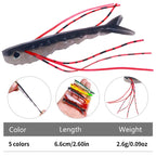 HENGJIA SO175 Two Color Split Fork Soft Bait Freshwater Fishing Salmon Lures, 6.6cm 5pcs /Pack