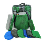 9pcs /Set Car Detailing Gloves Rags Waxing Cleaning Set, Green