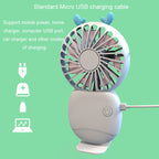Summer Cartoon Pocket Handheld Stand Fan Rechargeable Silent Mini Fan