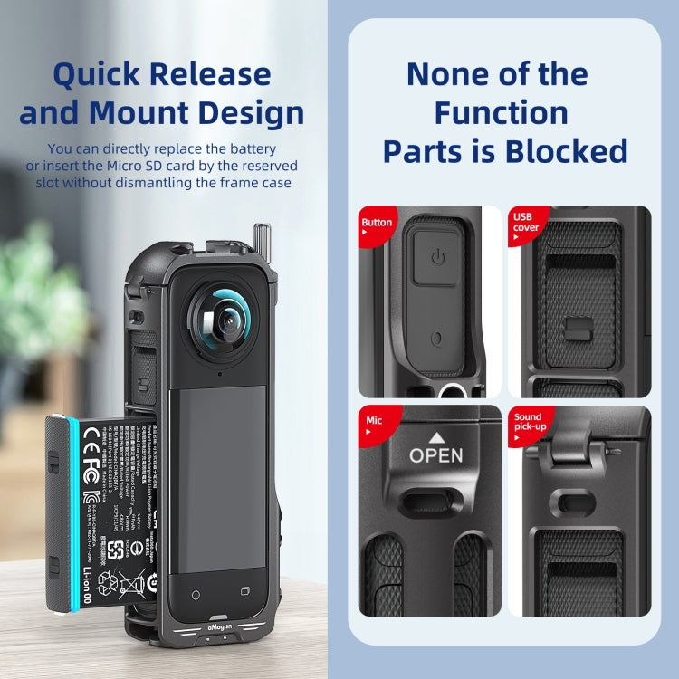 For Insta360 X4 AMagisn Metal Protective Housing Frame 2 Claws Rabbit Cage, 2 Claws Version