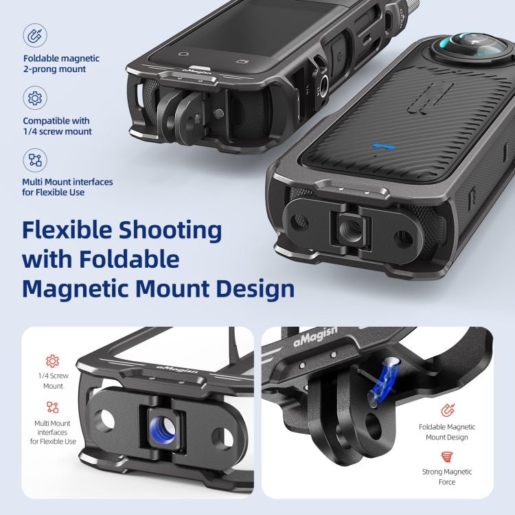 For Insta360 X4 AMagisn Metal Protective Housing Frame 2 Claws Rabbit Cage, 2 Claws Version
