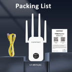 COMFAST 762AC 1200Mbps WiFi Signal Booster Dual Band WiFi Repeater with OLED Display Screen, CF-WR762AC