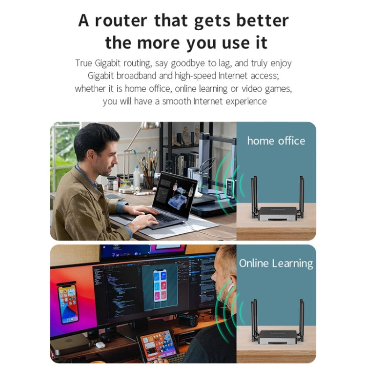 COMFAST CF-N5 V2  1200Mbps WiFi6 Dual Band Wireless Router With Gigabit Ethernet Port, 4x5dBi Antenna, CF-N5 V2 US Plug, CF-N5 V2 EU Plug
