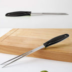 Outdoor Stainless Steel Barbecue Fork Food PP Handle Meat Spork