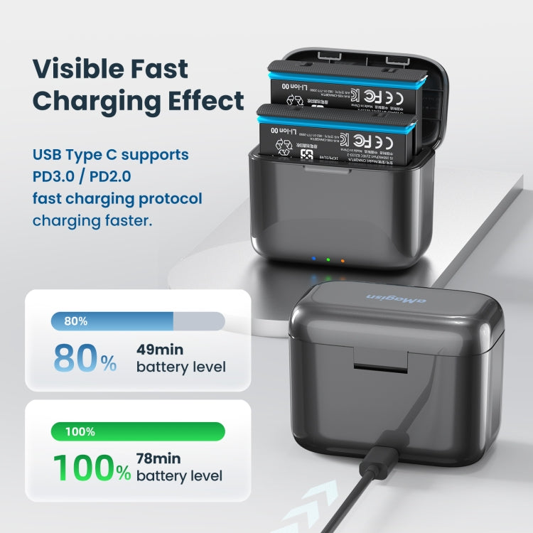 For Insta360 X4 AMagisn Battery Fast Charge Charging Box Sports Camera Accessories, For Insta360 X4