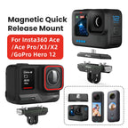 AMagisn Metal Magnetic Quick Release + Top Cover, For Insta360 Ace / Ace Pro / X5 / X3 / X2 / GoPro HERO12 Black, Metal+Top Cover
