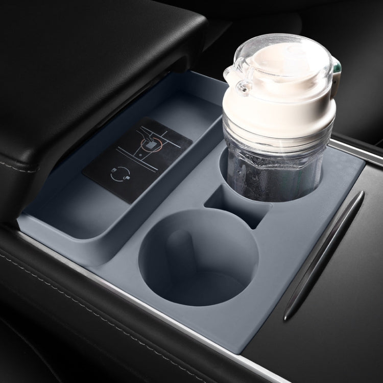For Tesla Model3/Y Central Water Cup Limiter Silicone Coaster, Black, Gray, Pink