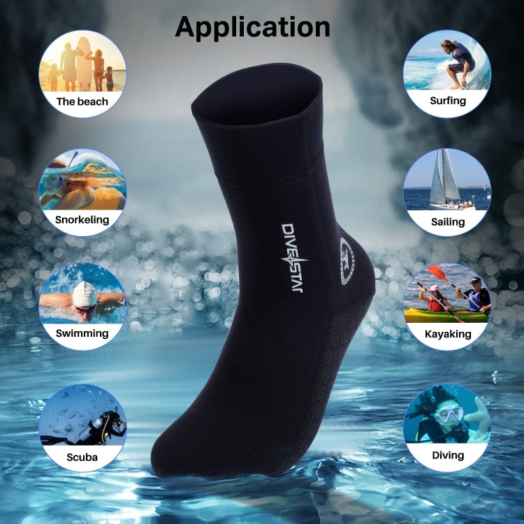 DIVESTAR Diving Neoprene Socks For Men Women Scuba Booties, 3mm Black, 5mm Black