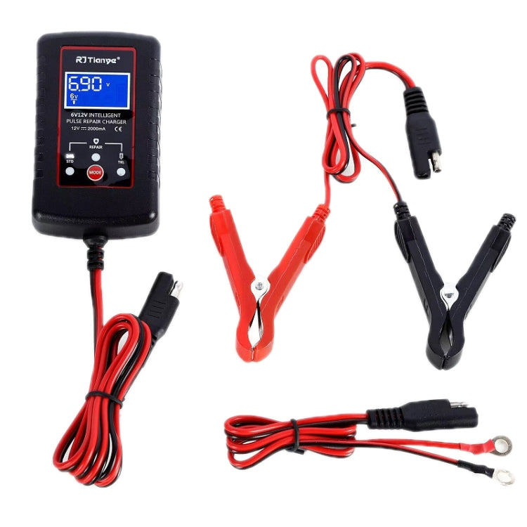 RJtianye 6V/12V ASE Adapter Cable Car Motorcycle Lawn Mower Battery Charger, US Plug, EU Plug