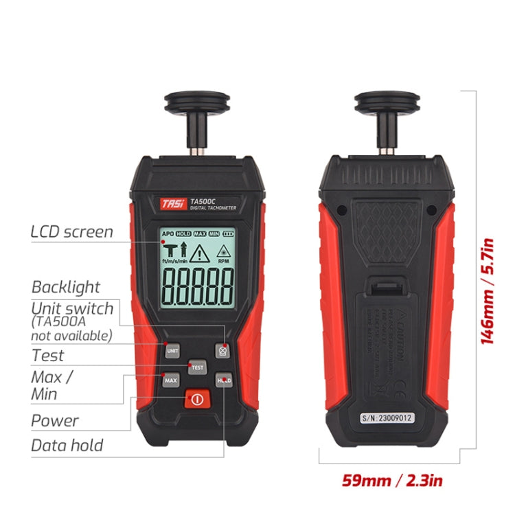 Laser Tachometer Digital Display Measuring Speed Meter, TA500A Optical Measurement