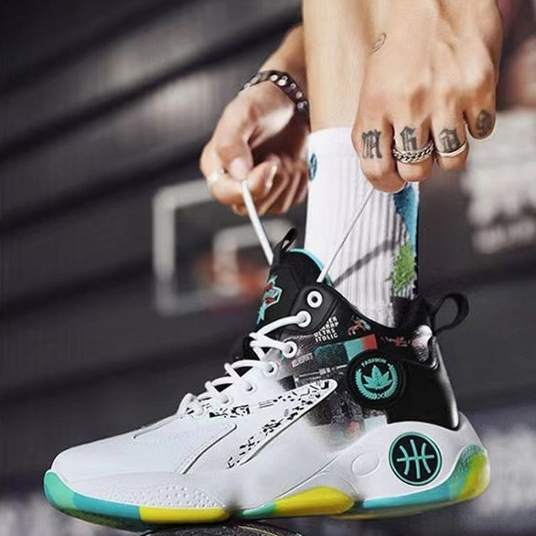 Men Outdoor Basketball Shoes Thick Bottom Non-Slip Teenage Sneakers Soft Bottom Running Shoes, 39, 40, 41, 42, 43, 44, 45