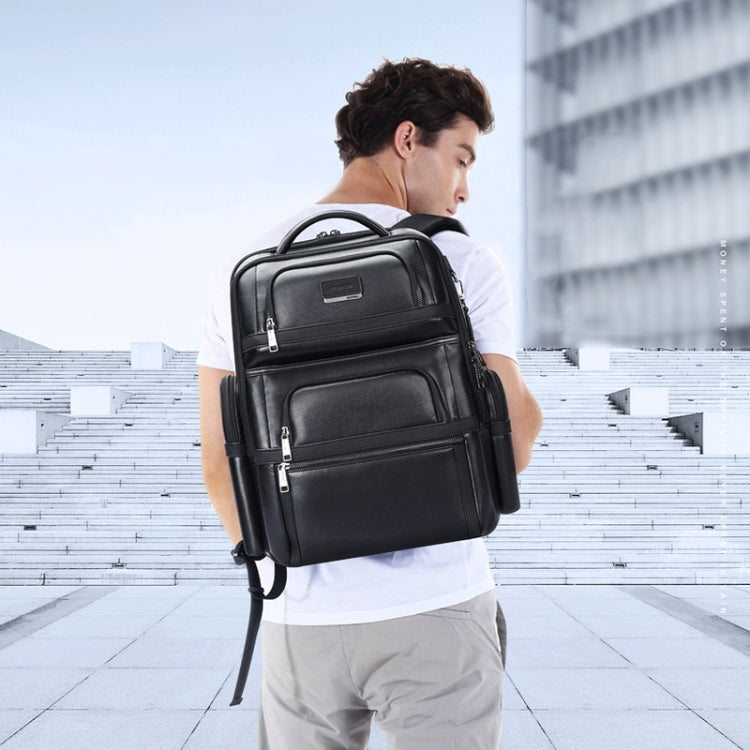 Bopai 61-17311 Large-capacity First-layer Cowhide Laptop Backpack With USB+Type-C Port, 61-17311