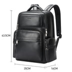 Bopai 61-98611 Large-capacity Waterproof First-layer Cowhide Laptop Backpack With USB+Type-C Port, 61-98611