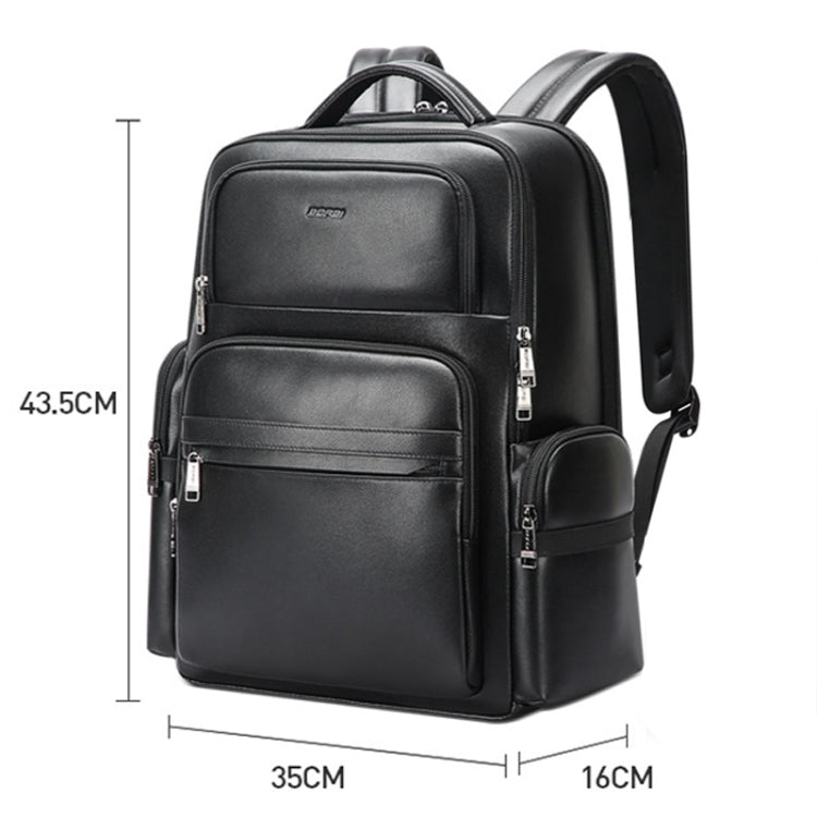 Bopai 61-98611 Large-capacity Waterproof First-layer Cowhide Laptop Backpack With USB+Type-C Port, 61-98611