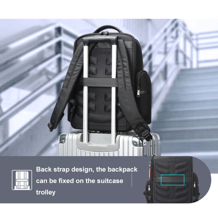 Bopai 61-121601 Large Capacity Waterproof Business Laptop Backpack With USB+Type-C Port