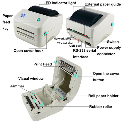 Xprinter XP-450B USB Port Supermarket Cashier Barcode Thermal Printer, US Plug, EU Plug, UK Plug