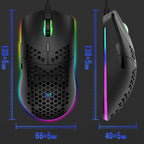 XUNSVFOX XYH90 Wired Hollow Hole Mouse RGB Illuminated Macro Programming Gaming Mouse, XYH90