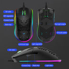 XUNSVFOX XYH90 Wired Hollow Hole Mouse RGB Illuminated Macro Programming Gaming Mouse, XYH90