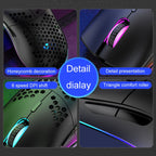 XUNSVFOX XYH90 Wired Hollow Hole Mouse RGB Illuminated Macro Programming Gaming Mouse, XYH90