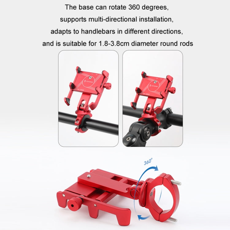 JOHORSE Bicycle Shockproof Mobile Phone Holder Motorcycle Riding Equipment, Stem Red, Stem Black, Stem Silver, Handlebar Red, Handlebar Black, Handlebar Silver