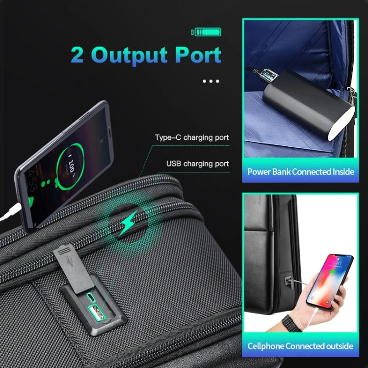 Bopai 61-18911 Large Capacity Waterproof Travel Laptop Backpack With USB+Type-C Port, Ultimate, Deluxe