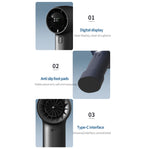 Outdoor Handheld Turbine Digital Display 100-Speed High-Speed Mini Fan, White, Black, Navy Blue