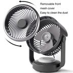 Air Circulation Fan Automatic Oscillating Head Desktop Fan With LED Light