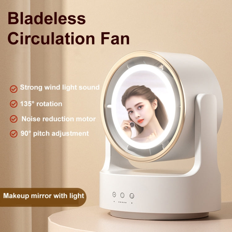 3 In 1 Multifunctional Desktop Fan with LED Light Cosmetic Mirror, USB Plug Non-Oscillating, Rechargeable Oscillating
