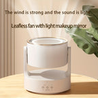 3 In 1 Multifunctional Desktop Fan with LED Light Cosmetic Mirror, USB Plug Non-Oscillating, Rechargeable Oscillating