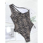 Leopard Print Hollow Strap One-piece Swimsuit For Women, S, M, L
