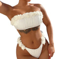 Women Two-Piece Swimsuit Strapless Sexy Bikini Top With Flower Decoration, S, M, L
