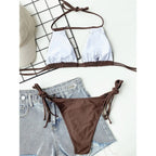 Halter Neck Ruched Bikini Set Women Two-pieces Sexy Strappy Swimwear, S, M, L