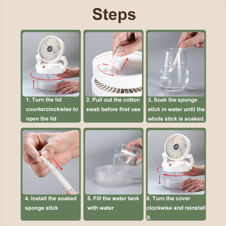 USB Charging Folding Desktop Spray Humidification Fan with Night Light