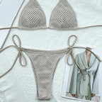 Women Halter Neck Tie Bikini Two-piece Set Female Swimsuit, S, M, L